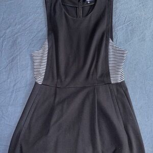 Elegant Black and White Striped Women's Dress